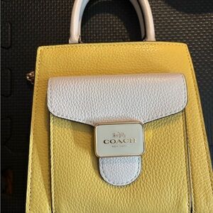 Coach Yellow and White Leather Bag
